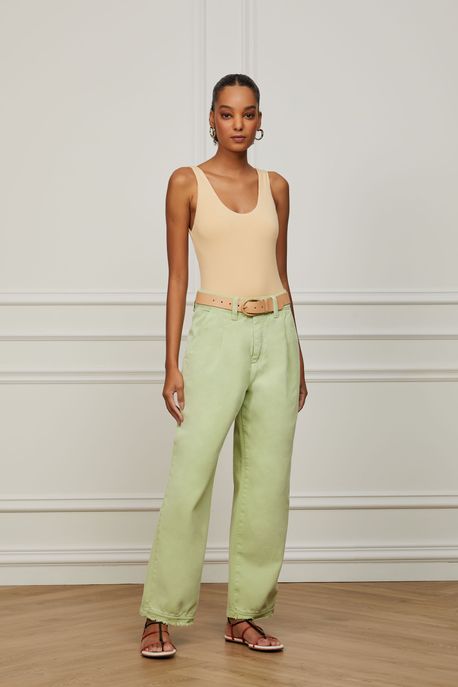Calça De Sarja Reta Verde Matcha Verde Matcha - 38