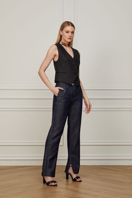 Calça Jeans Boot Low Lapelas Jeans Medio - 42