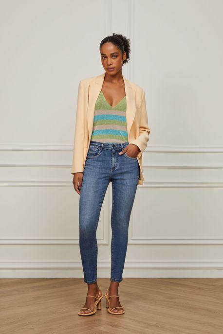 Calça Jeans Skinny Basic Midi Super Power Jeans Escuro - 34