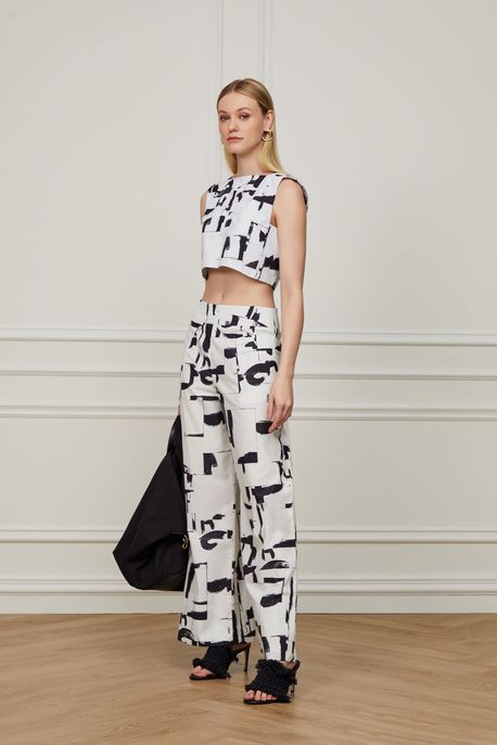 Top De Algodão Cropped Abstrato Est Abstrato Expressao Color m - 36