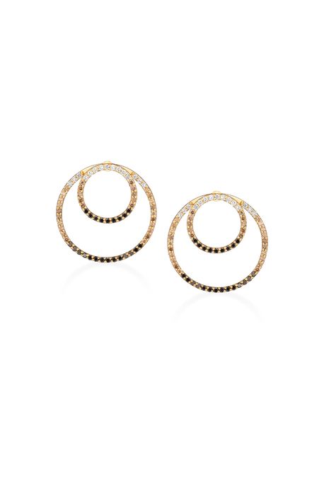 Brinco Argola Gradient Ouro Amarelo Com Diamante Black / Diamante / Diamante Brown - U