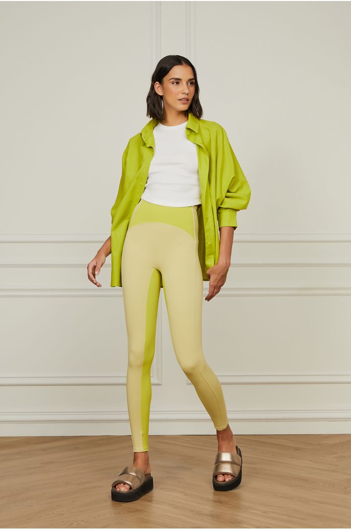 Legging Color Block – Marinho com Amarelo – Use Stamina