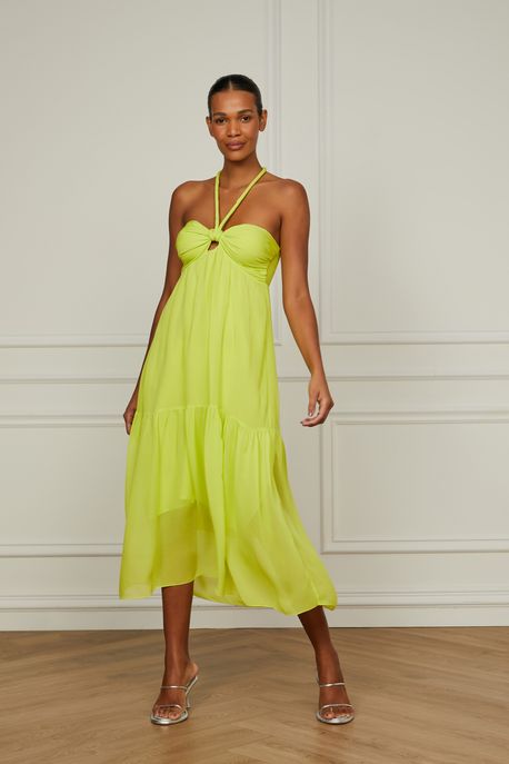 Vestido Midi Amarração Verde Mineral Verde Mineral - 38
