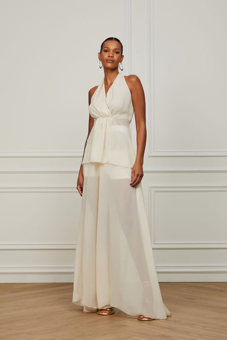 Blusa Com Transpasse Amarelo Baunilha Amarelo Baunilha - 38