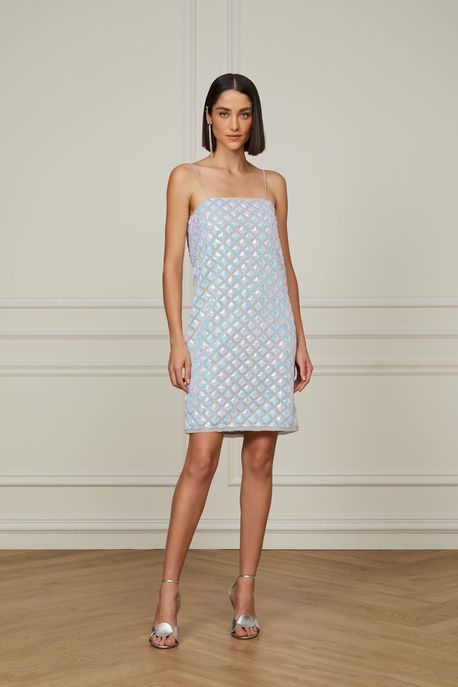 Vestido Midi Bordado Assimétrico Um Ombro Só Prata - 40