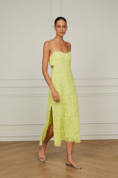 Vestido Midi Renda Lima Verde Lima - 42