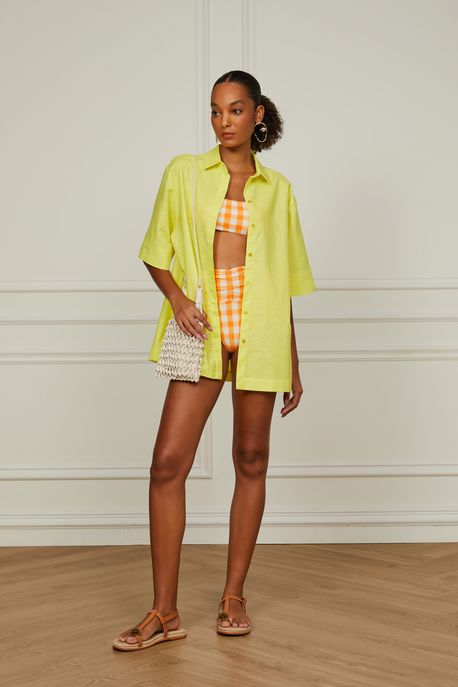 Biquíni Decote Reto Vichy Est Vichy Marquesa Kumquat Pp - P