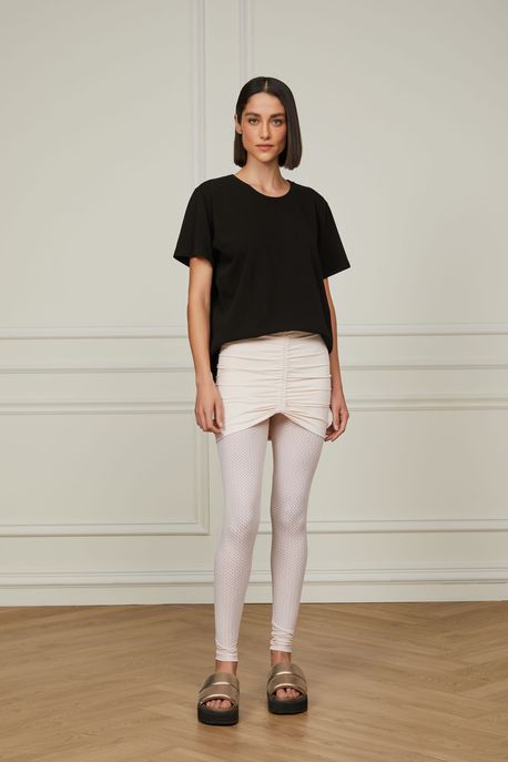 Legging Mesh Com Saia De Sobreposição Rosa Pastel - M