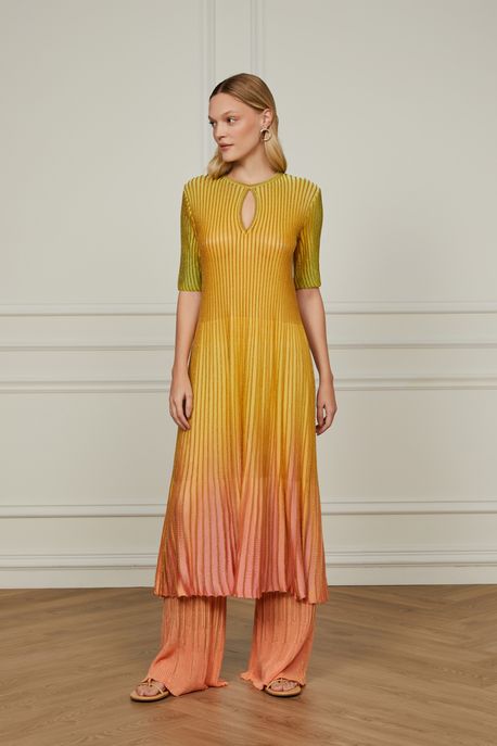 Calça Com Fenda Tricot Abstrato Color Est. Abstrato Sense Color - P