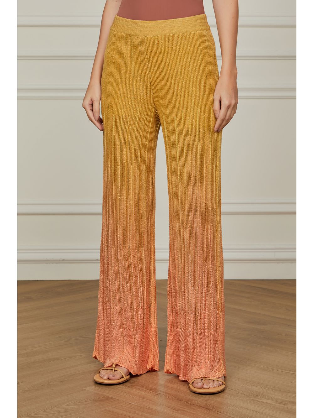 Animale — Calça Com Fenda Tricot Abstrato Color