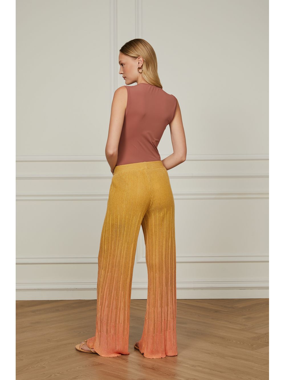 Animale — Calça Com Fenda Tricot Abstrato Color