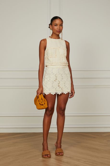 Top De Linho Detalhe a Fio Bege Biscoito - 38