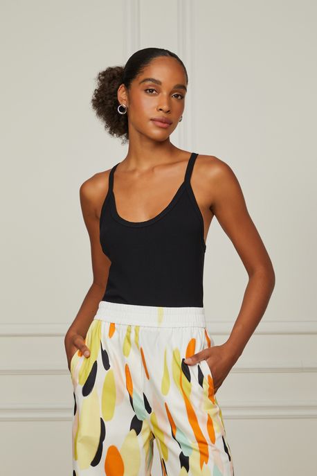 Regata De Malha Rib Basic Preto - M