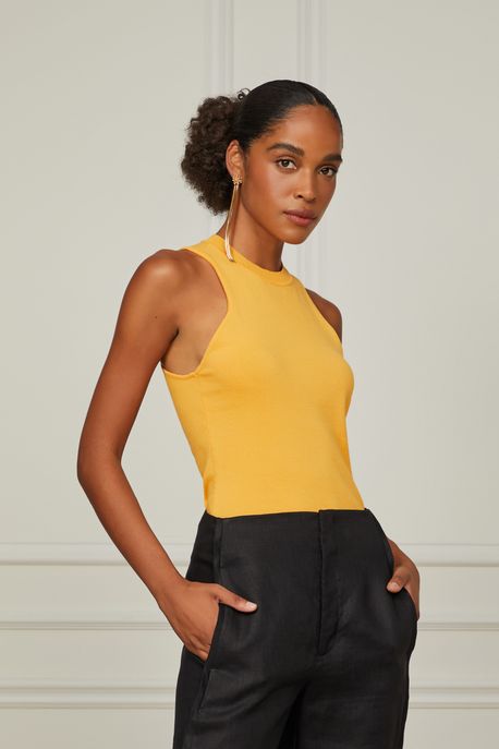 Regata Básica De Tricot Canelado Estilo Nadador Laranja Laranja Agridoce - M