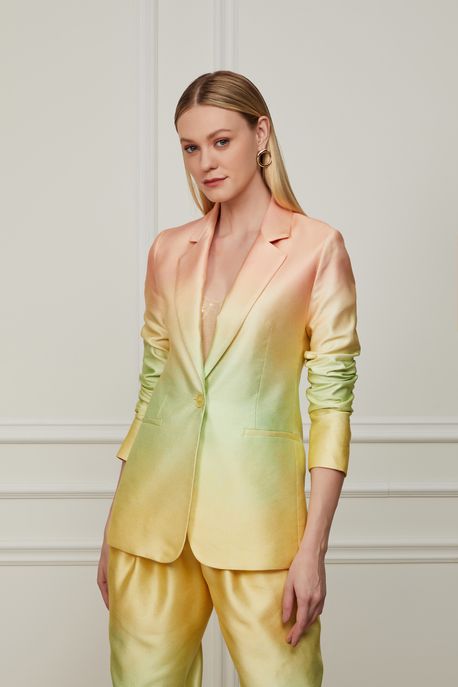 Blazer De Alfaiataria Com Botão Estampado Est Abstrato Sense Color - 38