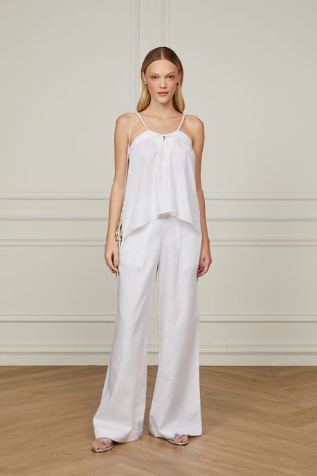 Calça De Algodão Loose Jacquard Onça Branco - 40