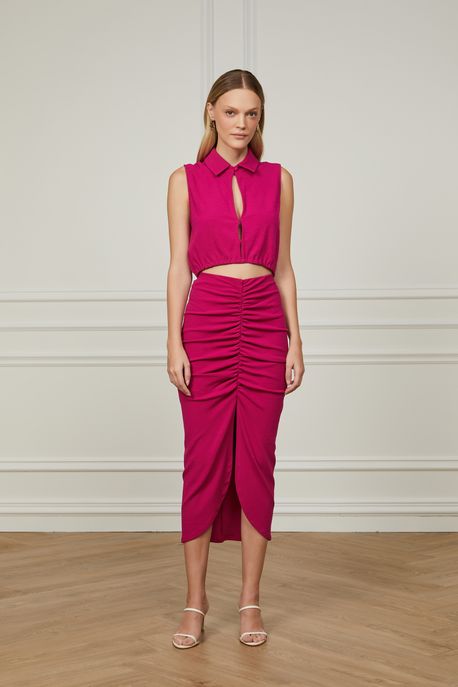 Saia Franzido Fucsia Festival - M