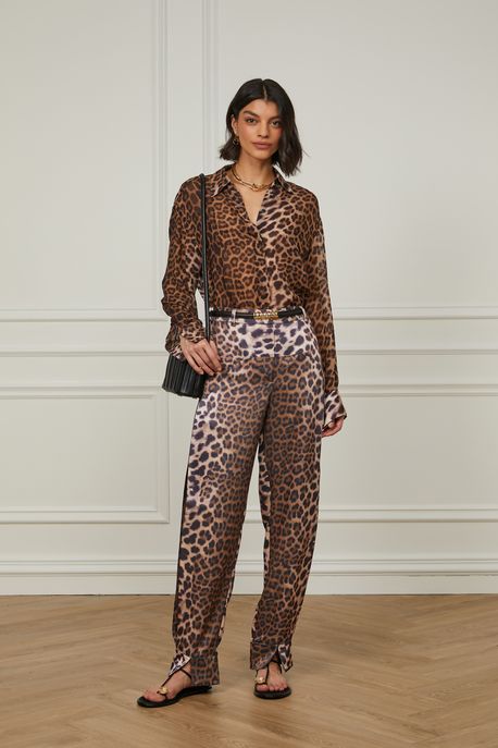 Calça Estampada De Onça Est Leopard Dorso Color - 36