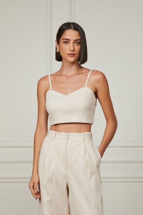 Top Alfaiataria Com Alcinha Bege - 38