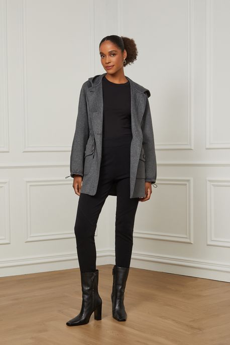 Calça Legging De Malha Detalhe Recortes Preto Preto - M