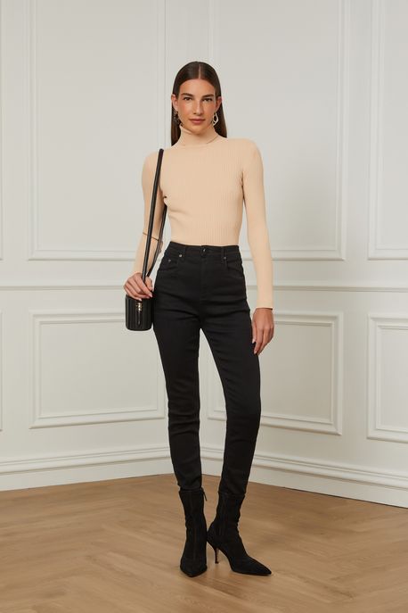 Calça Jeans Skinny Basic High Jeans Black Escuro - 42