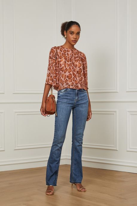 Calça Jeans Boot Basic High Stoned Blue Jeans Medio - 36