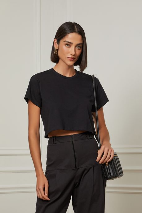 Camiseta Cropped Preto - M