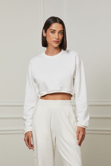 Blusa De Moletom Gola Careca Bege Manha - P