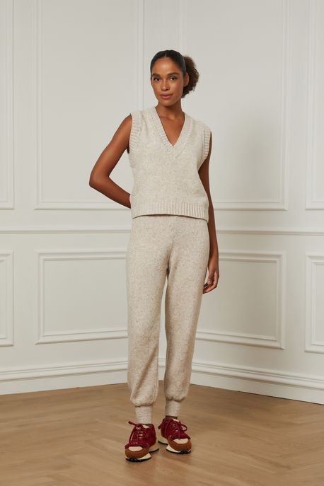 Calca De Tricot Jogging Bege Manha Bege Manha - P