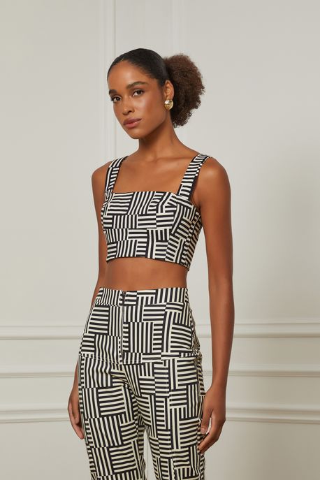 Top De Sarja Alcas Listras Beira Cod Disponivellistra Beira Manha e Preto - 42