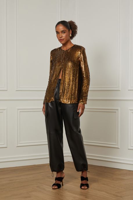 Casaqueto Bordado Paetê Dourado Dourado - 38