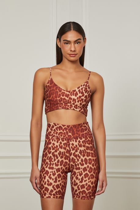 Bermuda Elastic Textura Est Leopard Terroso - M