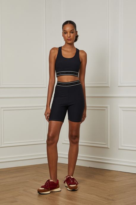 Bermuda Elastic Textura Preto - PP