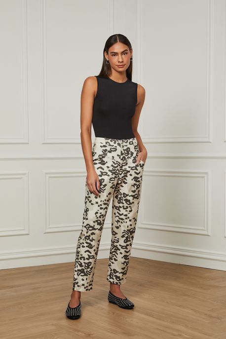 Calca De Sarja Recortes Onca Est Onca Tapecaria Off White - 34