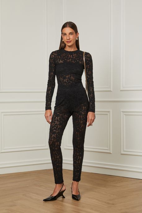 Legging Renda Lanosa Basic Preto - P