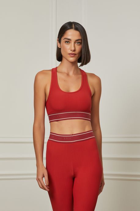 Top Elastic Textura Vermelho Terroso Vermelho Terroso - P