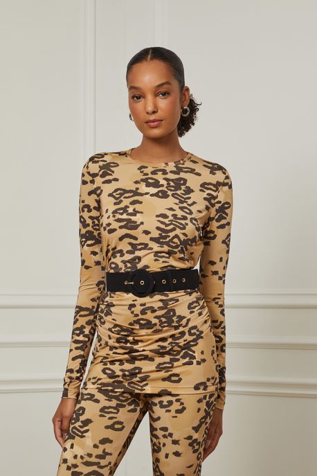 Blusa Manga Longa Onca Tapecaria Est Onca Tapecaria Caramelo - M