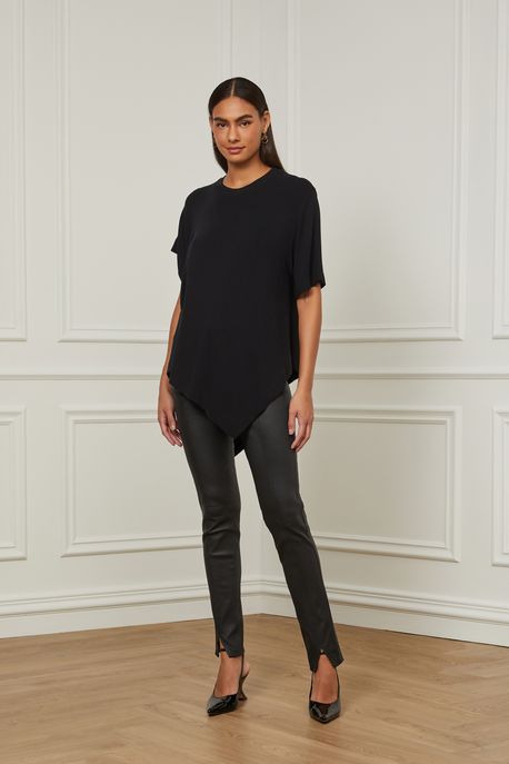 Blusa De Malha Com Ponta Assimétrica Preto Preto - P
