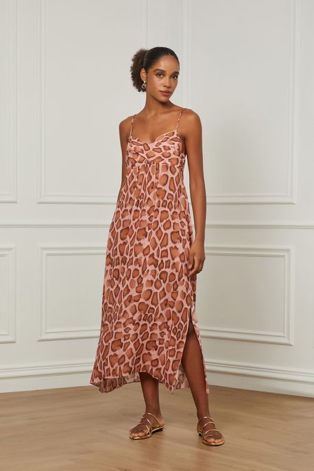 Slip Dress Com Decote Cruzado Estampa Cobra Est Cobra Silvestre Color - 36