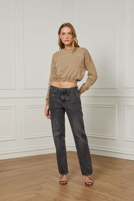Calça Jeans Low Rise Black Com Logo Jeans Medio - 42