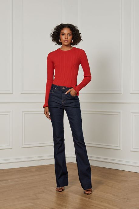 Calça Jeans Boot Basic High Jeans Escuro - 36