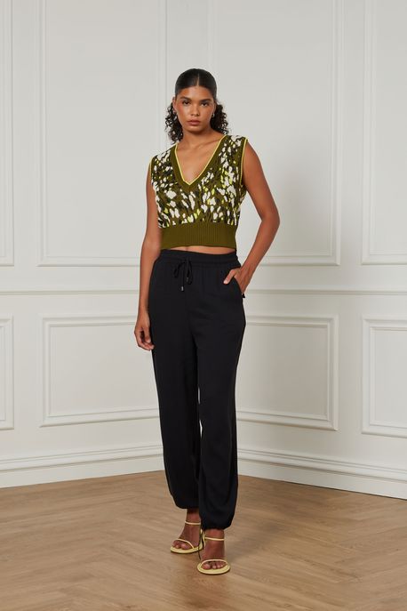 Calca De Viscose Preta Preto - M