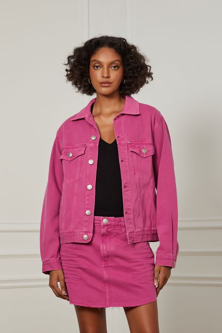 Jaqueta De Sarja Trucker Boy Com Stoned Color Rosa Tinta - M