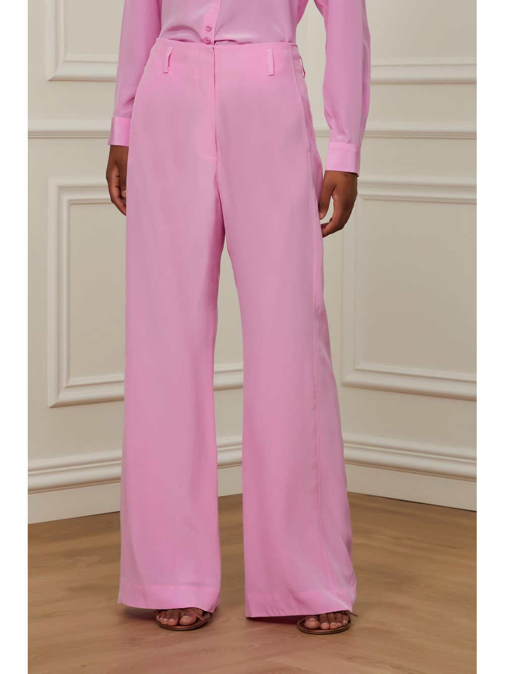 Animale — Calça De Seda Com Recorte Rosa Ciclamen