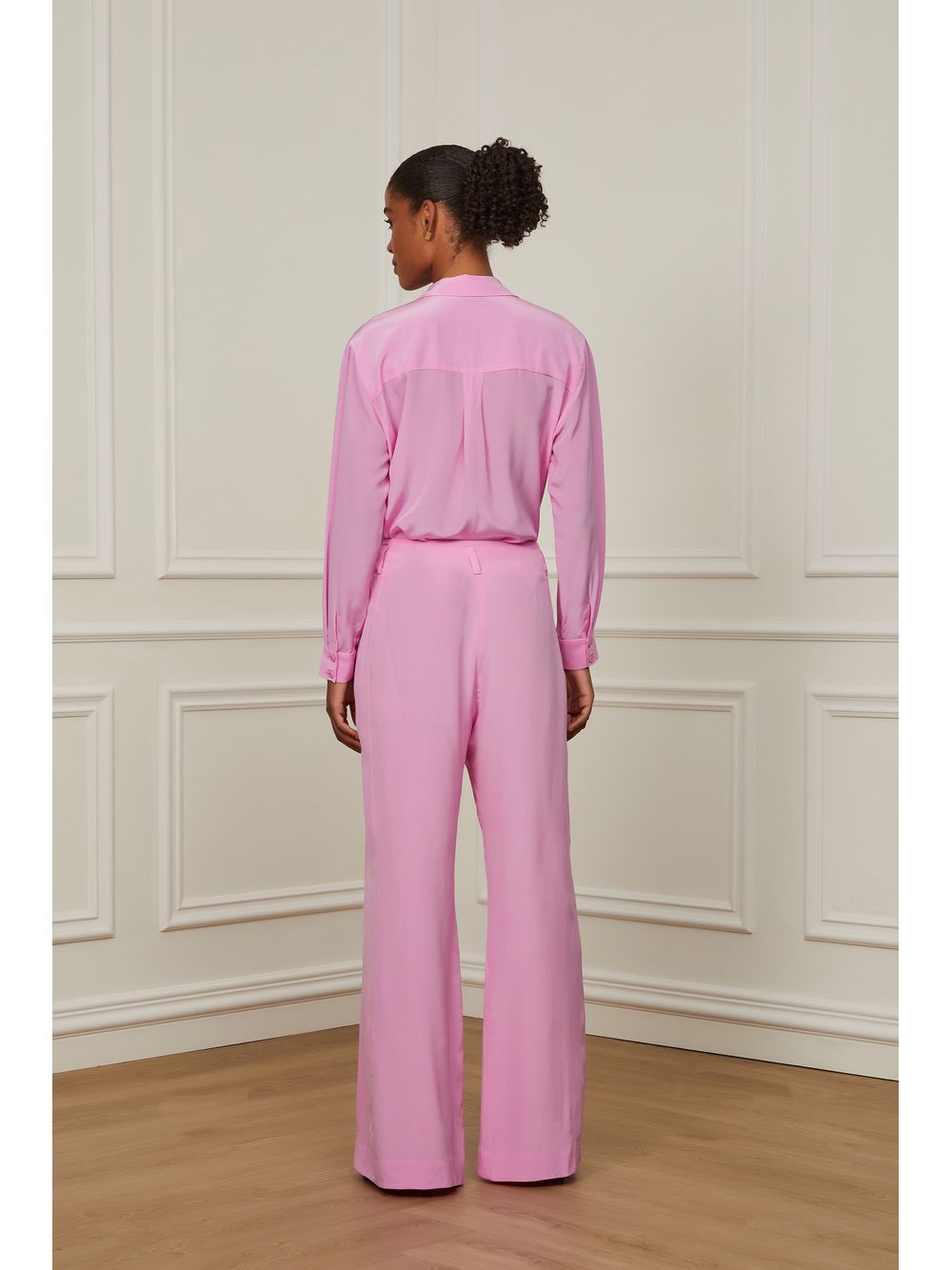 Animale — Calça De Seda Com Recorte Rosa Ciclamen