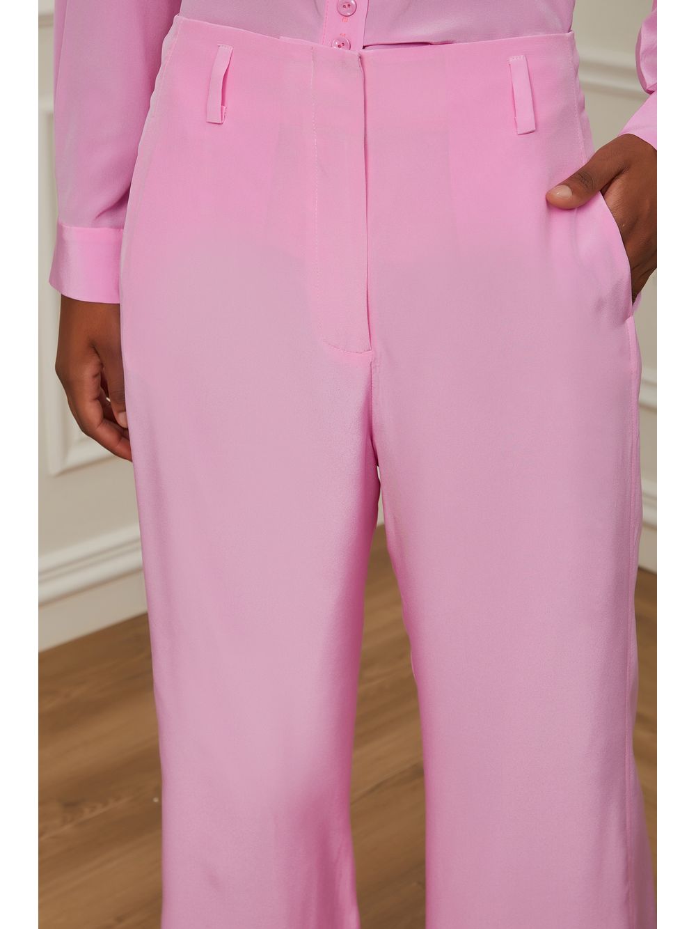 Animale — Calça De Seda Com Recorte Rosa Ciclamen