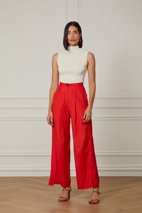 Calça Bicolor Vermelho Fiery Vermelho Fiery - 34