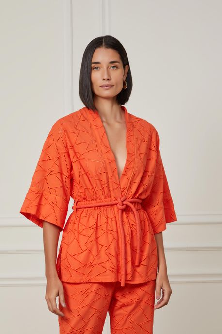 Top Kimono Laise Triangle Seringueti Laranja Seringueti - G