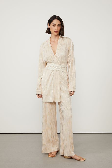 Kimono Com Transpasse Bege Kirli - GG