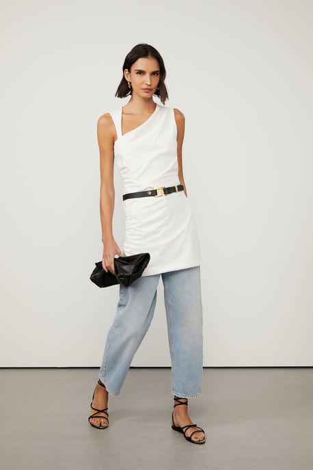 Regata De Malha Off White Com Recorte No Off White - G